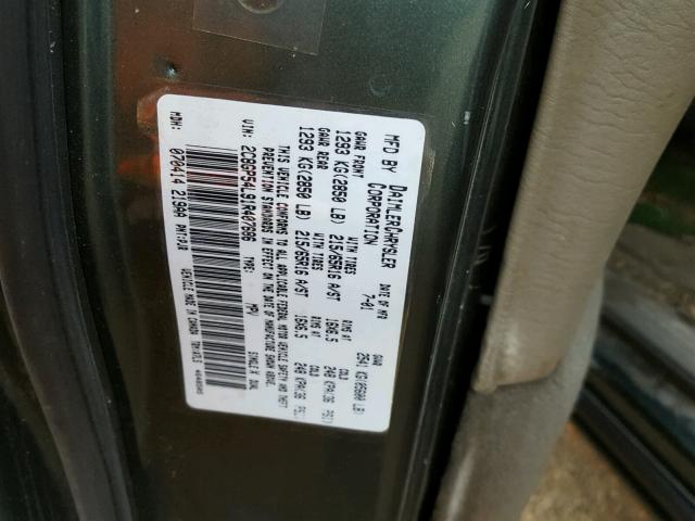 2C8GP54L91R407686 - 2001 CHRYSLER TOWN & COU BLUE photo 10