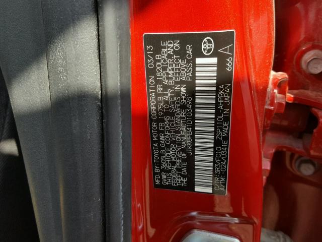 JTKKUPB41D1034981 - 2013 TOYOTA SCION XD RED photo 10