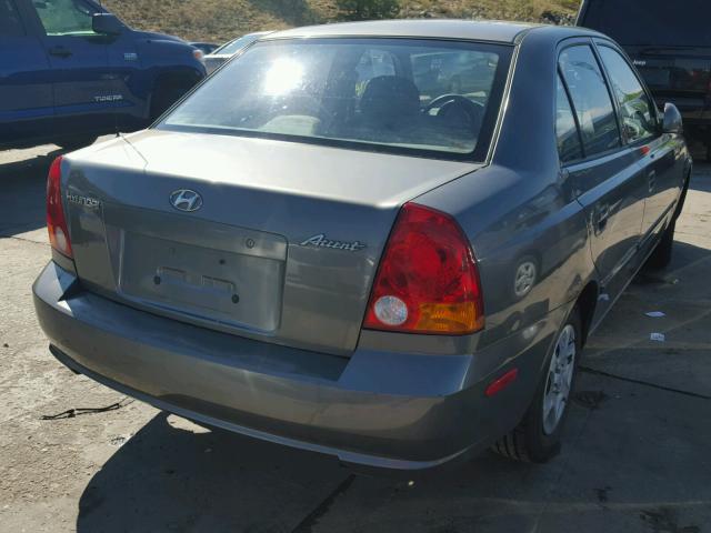 KMHCG45C44U518934 - 2004 HYUNDAI ACCENT GL GRAY photo 4