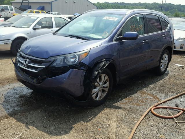 2HKRM4H74EH605928 - 2014 HONDA CR-V EXL BLUE photo 2