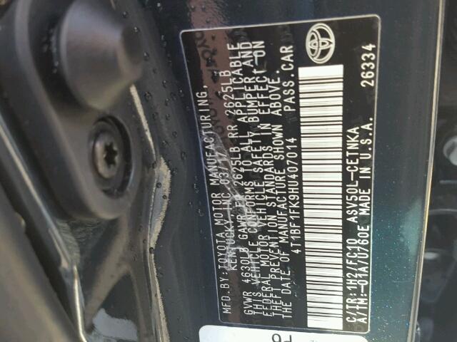 4T1BF1FK9HU407014 - 2017 TOYOTA CAMRY LE 黑色 照片 10