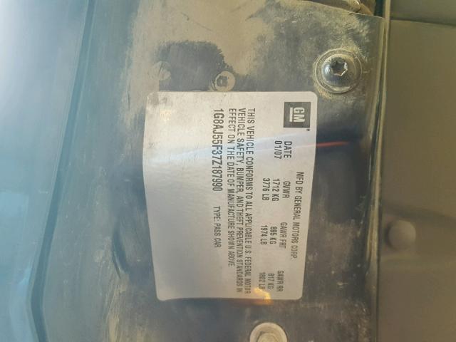 1G8AJ55F37Z187990 - 2007 SATURN ION LEVEL BLUE photo 10