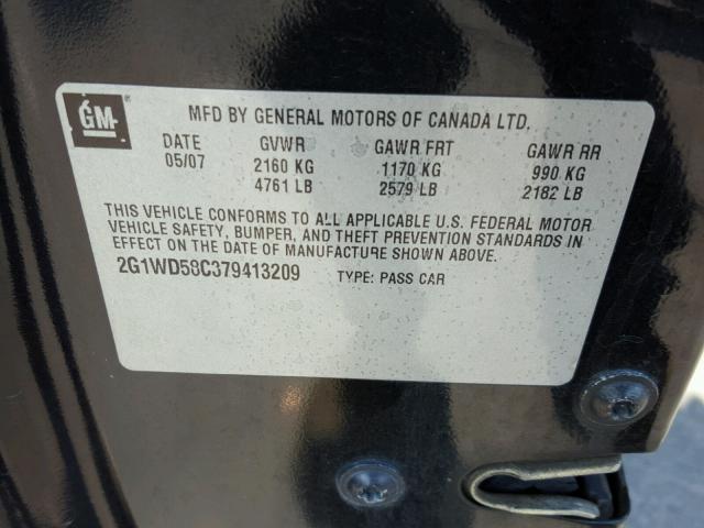 2G1WD58C379413209 - 2007 CHEVROLET IMPALA SUP 黑色 照片 10