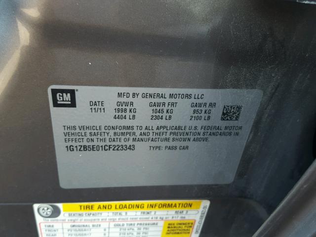 1G1ZB5E01CF223343 - 2012 CHEVROLET MALIBU LS 棕色 照片 10