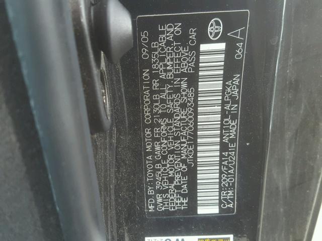 JTKDE177060093485 - 2006 TOYOTA SCION TC 黑色 照片 10