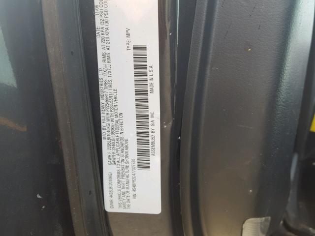 4S4BP62C477327786 - 2007 SUBARU LEGACY OUT GRAY photo 10