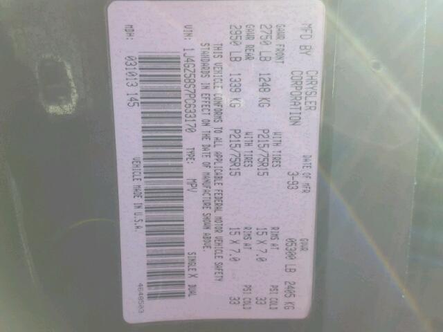 1J4GZ58S7PC633170 - 1993 JEEP GRAND CHER MAROON photo 10