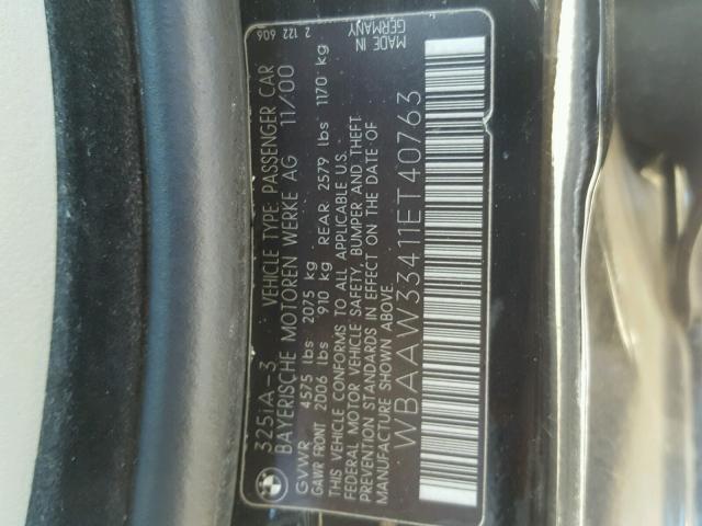 WBAAW33411ET40763 - 2001 BMW 325 IT BLACK photo 10