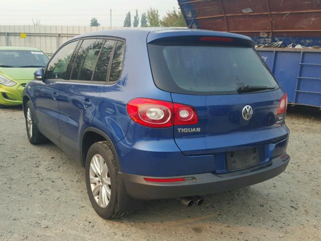 WVGBV7AX3AW002026 - 2010 VOLKSWAGEN TIGUAN SE BLUE photo 3