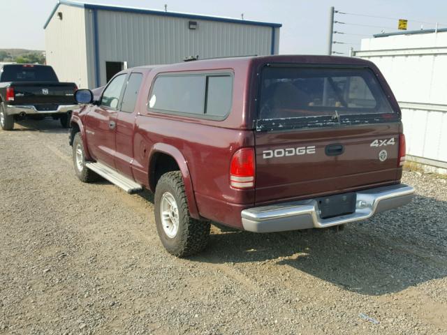 1B7GG22NXYS701708 - 2000 DODGE DAKOTA MAROON photo 3