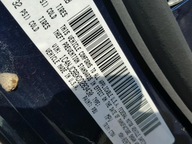 1C4NJCBBXDD283430 - 2013 JEEP COMPASS SP BLUE photo 10