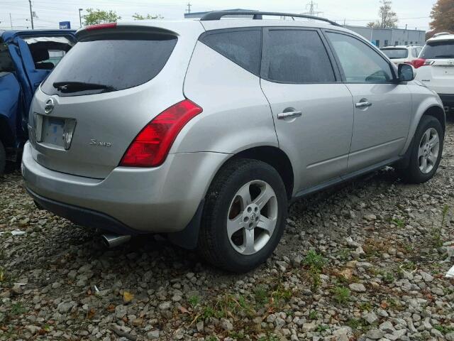 JN8AZ08W85W442584 - 2005 NISSAN MURANO SL SILVER photo 4