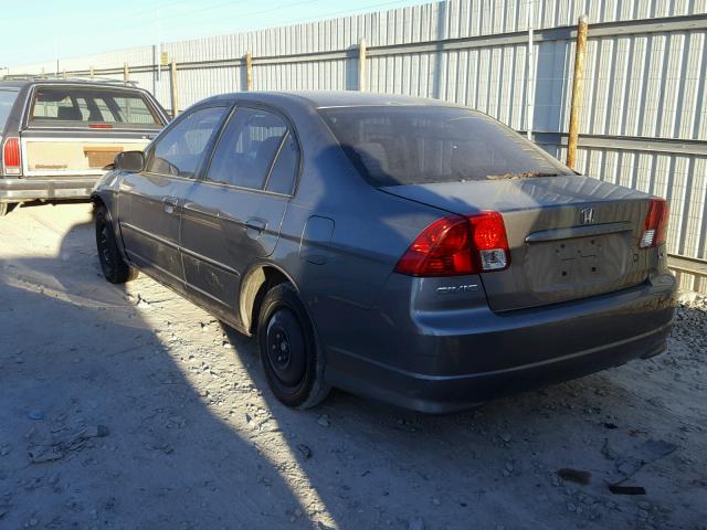 2HGES16565H587270 - 2005 HONDA CIVIC LX GRAY photo 3