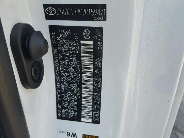 JTKDE177070159471 - 2007 TOYOTA SCION TC 白色 照片 10