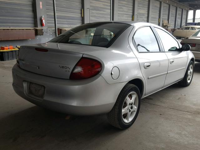 1B3ES46C82D640866 - 2002 DODGE NEON SE SILVER photo 4