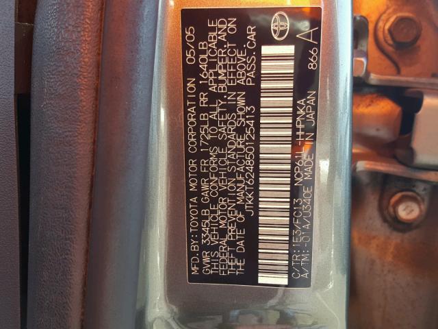 JTKKT624850125413 - 2005 TOYOTA SCION XA ნაცრისფერი ფოტო 10