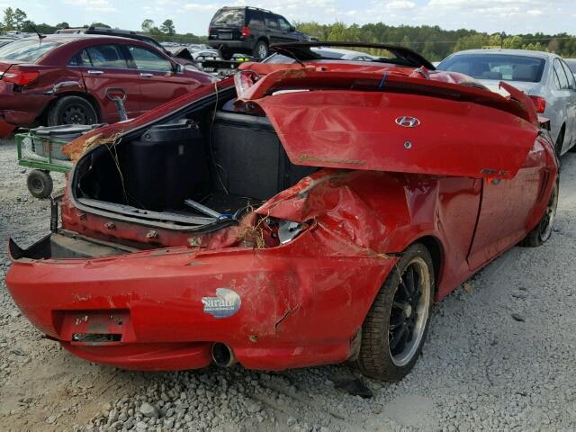 KMHHN65F73U070804 - 2003 HYUNDAI TIBURON RED photo 4