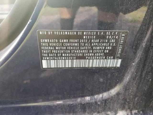 3VW2K7AJ5EM322914 - 2014 VOLKSWAGEN JETTA BASE Կապույտ լուսանկար 10