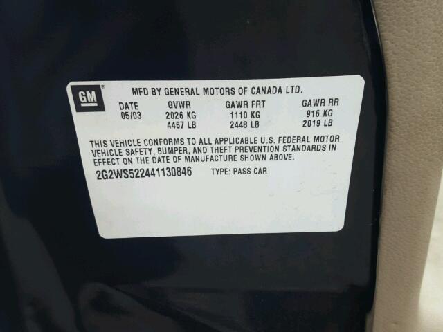 2G2WS522441130846 - 2004 PONTIAC GRAND PRIX BLACK photo 10