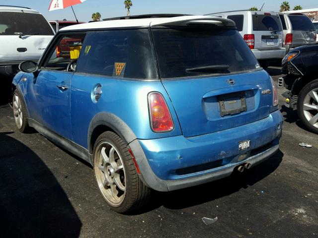 WMWRE33432TD54850 - 2002 MINI COOPER S BLUE photo 3