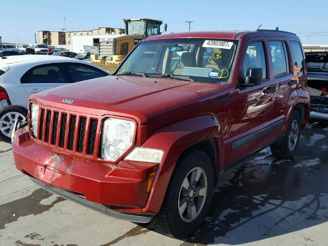 1J8GP28K68W251408 - 2008 JEEP LIBERTY SP RED photo 2