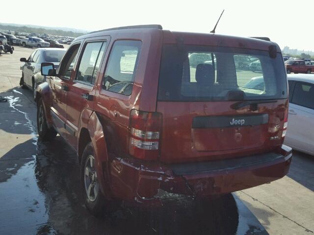 1J8GP28K68W251408 - 2008 JEEP LIBERTY SP RED photo 3