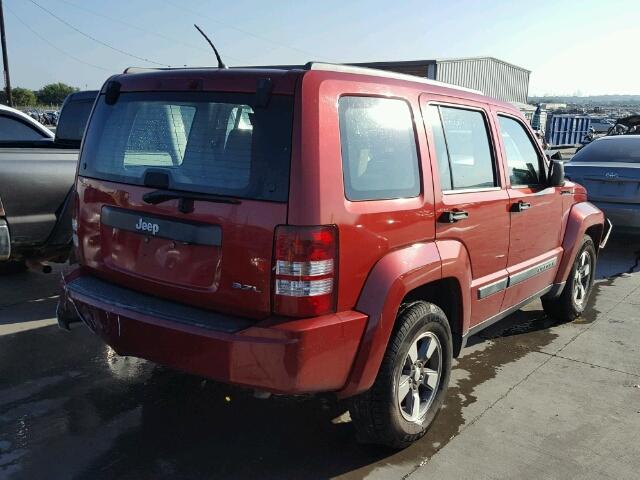 1J8GP28K68W251408 - 2008 JEEP LIBERTY SP RED photo 4