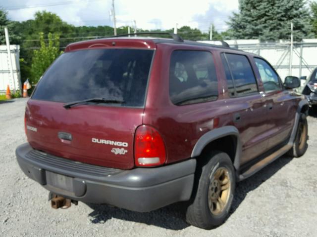 1D4HS38N53F527843 - 2003 DODGE DURANGO SP MAROON photo 4