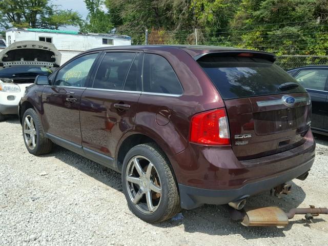 2FMDK4KC3CBA80127 - 2012 FORD EDGE LIMIT BURGUNDY photo 3