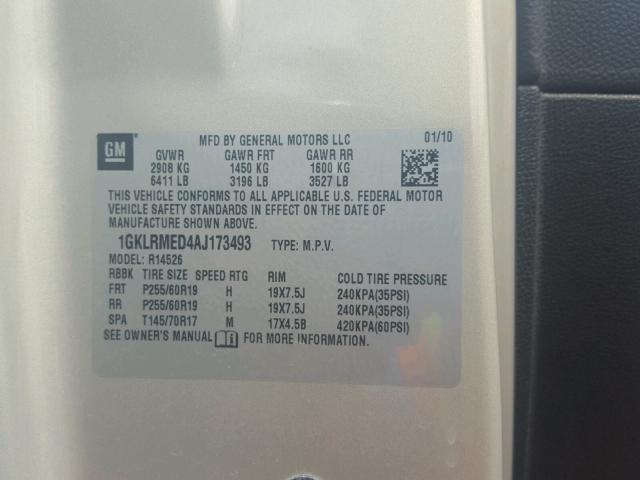 1GKLRMED4AJ173493 - 2010 GMC ACADIA SLT 棕色 照片 10