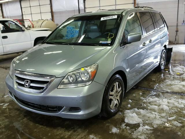 5FNRL38796B122545 - 2006 HONDA ODYSSEY EX BLUE photo 2