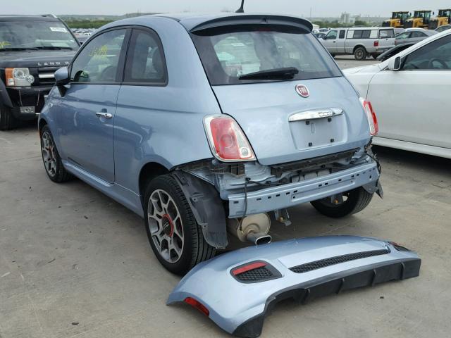 3C3CFFBR8FT657557 - 2015 FIAT 500 SPORT BLUE photo 3