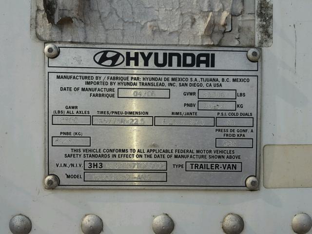 3H3V532C57T065006 - 2007 HYUNDAI REEFER WHITE photo 10