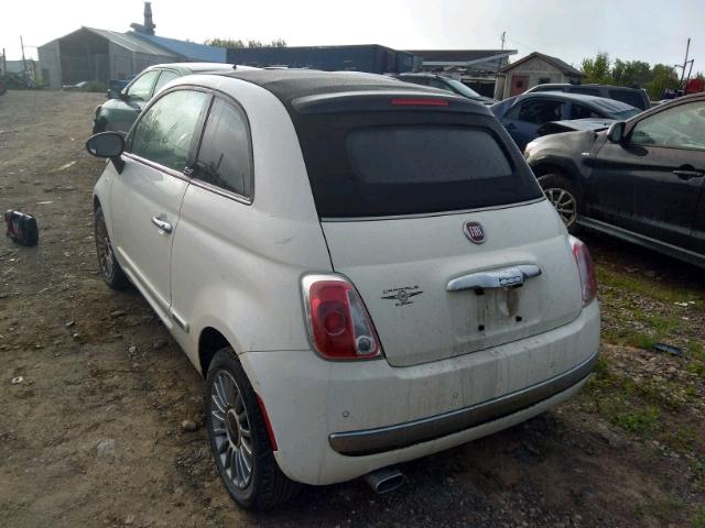 3C3CFFERXDT524324 - 2013 FIAT 500 LOUNGE WHITE photo 3