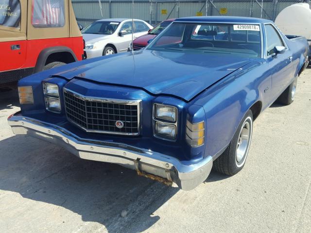 7A48H157236 - 1977 FORD RANCHERO BLUE photo 2