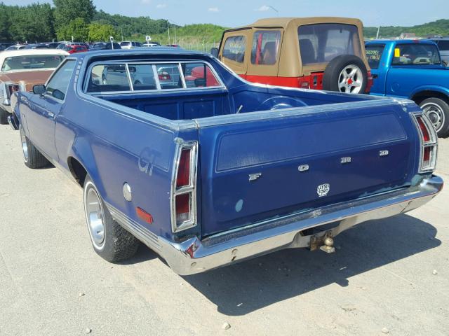 7A48H157236 - 1977 FORD RANCHERO BLUE photo 3