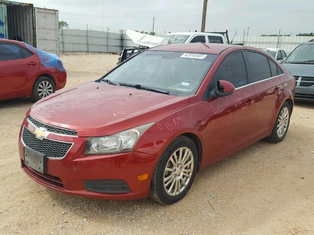 1G1PJ5SC2C7123559 - 2012 CHEVROLET CRUZE ECO MAROON photo 2