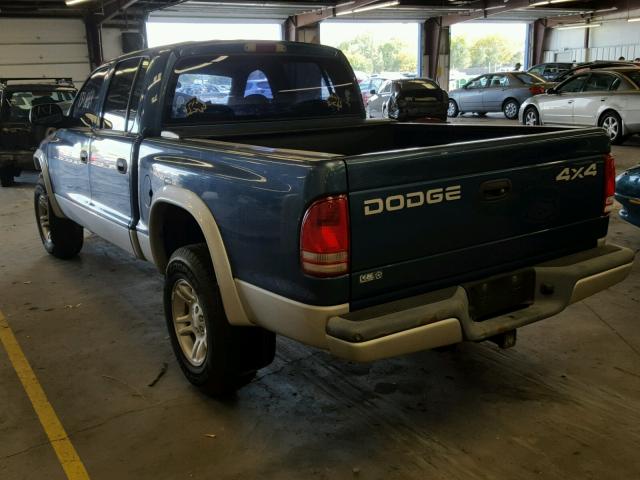 1B7HG48N92S616440 - 2002 DODGE DAKOTA BLUE photo 3