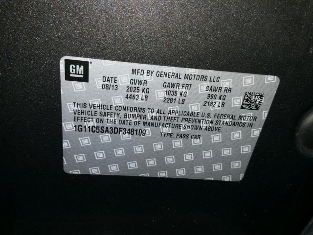 1G11C5SA3DF348109 - 2013 CHEVROLET MALIBU 1LT GRAY photo 10