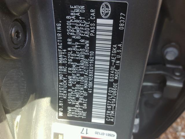 4T1BK1EBXEU116210 - 2014 TOYOTA AVALON BAS Boz foto 10