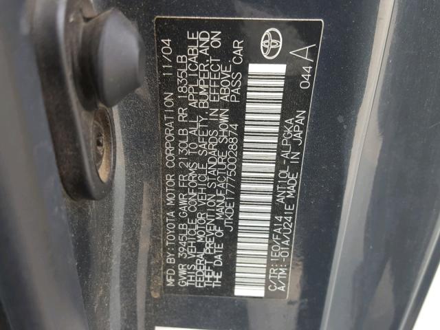 JTKDE177750028874 - 2005 TOYOTA SCION TC 蓝色 照片 10