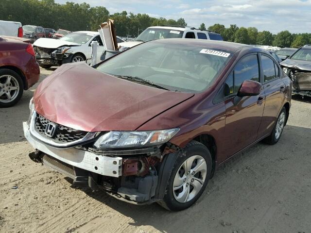 2HGFB2F57DH557719 - 2013 HONDA CIVIC LX MAROON photo 2