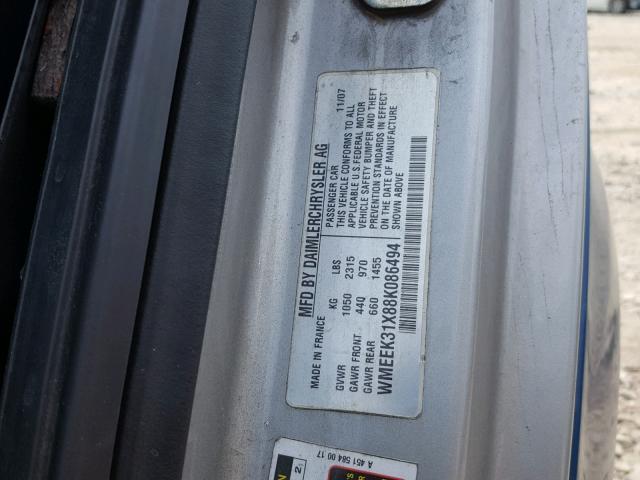 WMEEK31X88K086494 - 2008 SMART FORTWO PAS 蓝色 照片 10