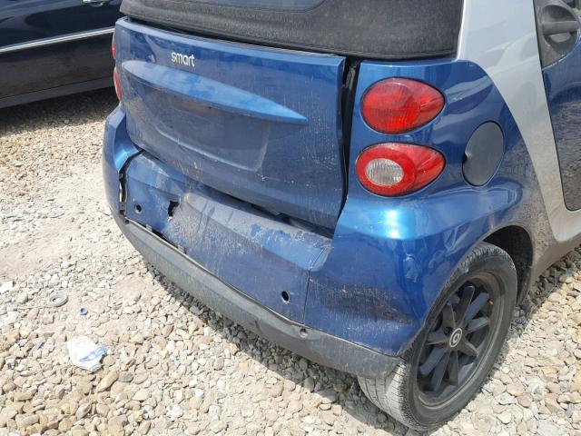 WMEEK31X88K086494 - 2008 SMART FORTWO PAS BLUE photo 9