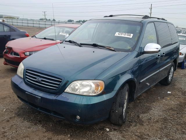 KNDUP131426313589 - 2002 KIA SEDONA EX GREEN photo 2