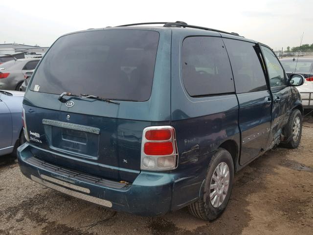 KNDUP131426313589 - 2002 KIA SEDONA EX GREEN photo 4