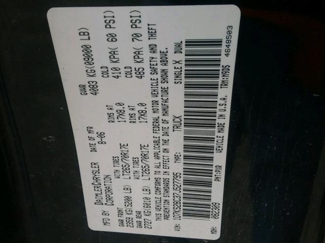 1D7KS28C37J527795 - 2007 DODGE RAM 2500 S BLACK photo 10