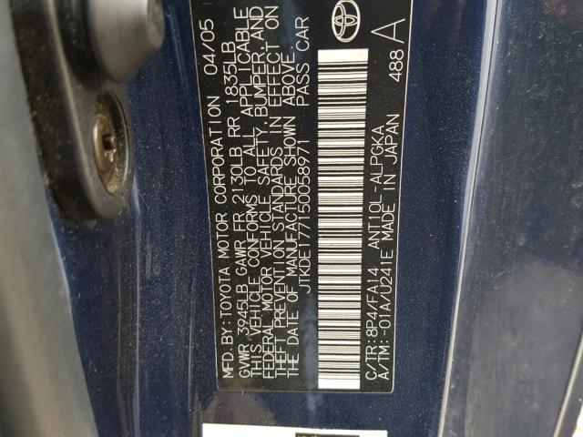 JTKDE177150058971 - 2005 TOYOTA SCION TC 蓝色 照片 10