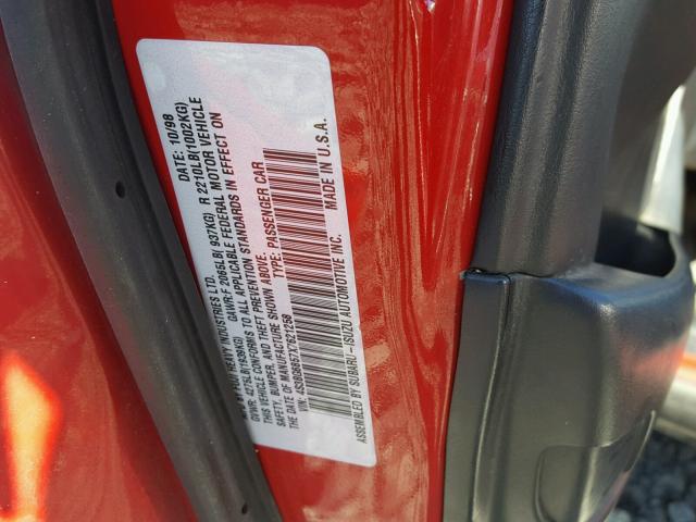 4S3BG6857X7621258 - 1999 SUBARU LEGACY OUT RED photo 10