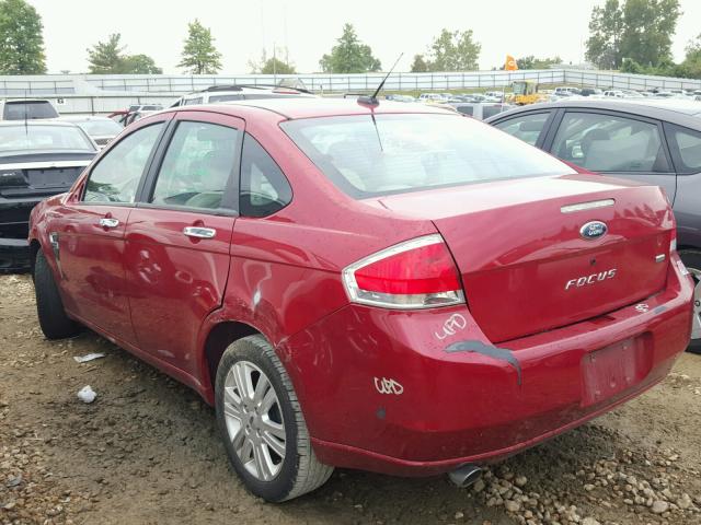 1FAHP37NX9W268233 - 2009 FORD FOCUS SEL BURGUNDY photo 3